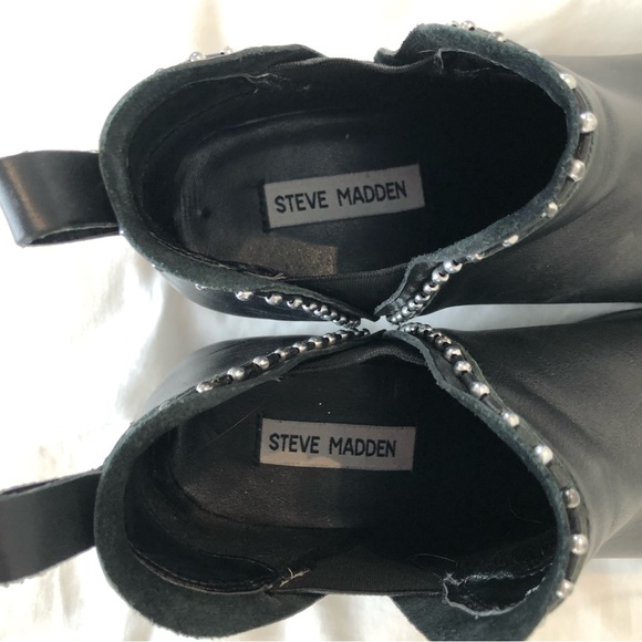 STEVE MADDEN Kosmam black leather ankle boots. Size 7.5. - Picture 5 of 9
